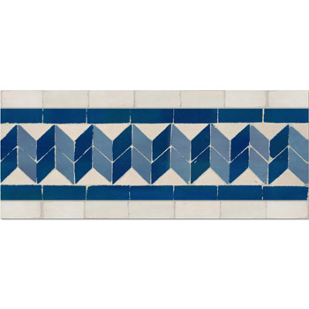 Mosaic House Moroccan tile ZigZag D 1-2-3 White Light Blue Midnight Blue  zellige, mosaic, zellij, border, glaze, simple 